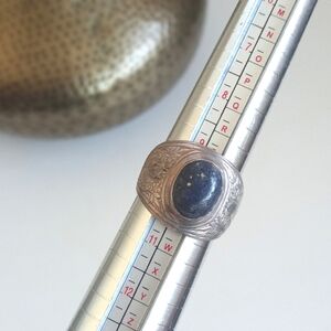 Antique Blue Dumortierite Natural Tumbled Gemstone 925 Sterling Silver Ring 10